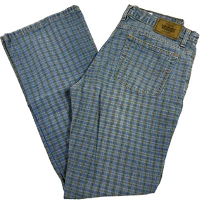 Pantalones de mezclilla Todd Oldham a cuadros para mujer talla 11 Y2K vintage grunge pierna recta - Imagen 1 de 14