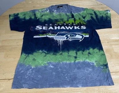 Seattle Seahawks Shirt Medium Tie Dye Football NFL Team 19.5x26 Preowned Blemish - Image 1 of 4