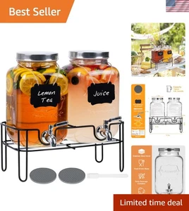 Glas Getränkespender für Partys 2er Set Gallonen Getränkespender mit Ständer - Bild 1 von 10