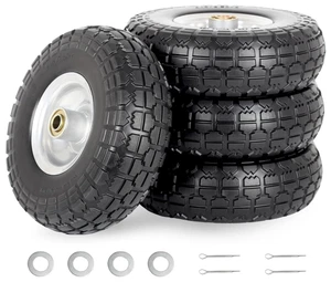 10" plattenfreie Reifen & Rad, 5/8" Bohrung, 2,2" Nabe, Bollerwagen/Wagen, 4 Stück - Bild 1 von 5