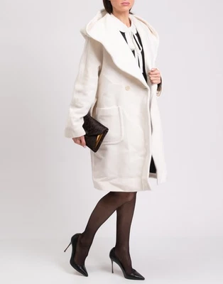 RRP€750 TAGLIATORE 02-05 Angora & Wool Coat IT46 US10 UK14 XL Hood Made in Italy - Image 1 of 4