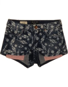 PEPE JEANS Girls Slim Fit Hot Pants 15-16 Years W28 Navy Blue Floral DC31 - Picture 1 of 3