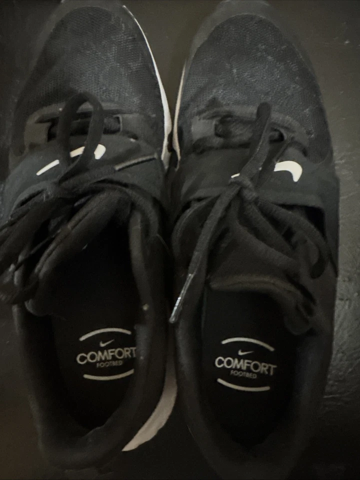 Nike Comfort Foot Bed Size 8.5 Women Black With White Swoosh - Image 1 of 4