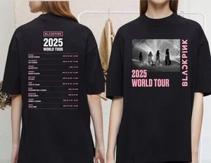 Black Pink World Tour 2025 T-Shirt Jisoo Jennie Lisa Rose Blink Gift Black Pin - Picture 1 of 3