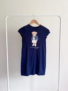 Polo Ralph Lauren Girl's Polo Bear Cotton Jersey Tee Dress Navy М (8-10y) 140/64 - Picture 1 of 7