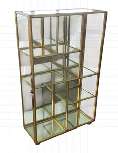 Brass Mirror and Glass Curio Cabinet Display Case Box 6” x 9.75” x 2.5” Vintage - Picture 1 of 12