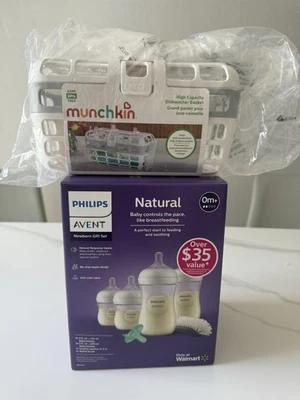 Philips AVENT Natural Newborn Geschenkset 0m+ | Flaschen mit Brustwarzen, Bürste, Korb - Bild 1 von 4