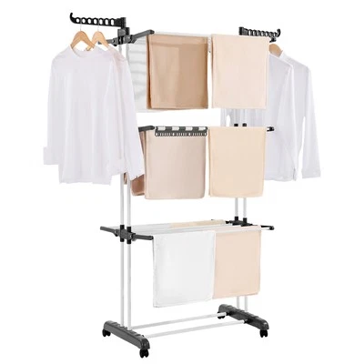 67.5“ Foldable Clothes Drying Rack Rolling Folding 4-Tier Dryer Hanger 4 Castors - Image 1 of 4