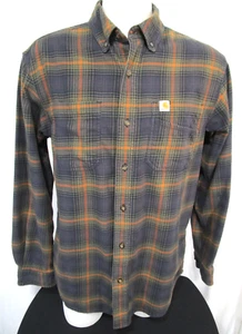 Carhartt Brown, Green, Orange Plaid Relaxed Fit Button Up Flannel Shirt Men M - Picture 1 of 10