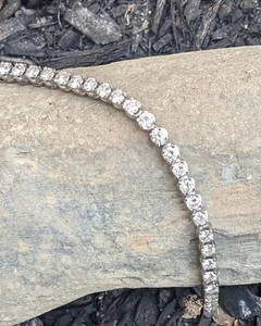 12.3Ct Round Cut Lab Created Diamond 18k White Gold Plated Women Tennis Bracelet - Picture 1 of 3