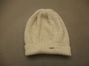 Abercrombie&Fitch One Size Womens White Cotton Blend Knit Winter Beanie Hat 7L - Picture 1 of 6