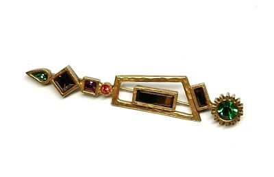 Patricia Locke Gold Plate Pin Brooch Swarovski Crystals  NWOT - Image 1 of 4