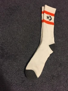 Vintage NOS ATHLETIC TUBE SOCKS PAIR Mens CONVERSE CONZ White Grey Orange - Picture 1 of 1