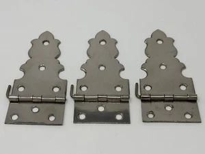 3 Antique HINGES Farrand PLAYER PIANO Ornate Ice Box Style HARDWARE 1920s Brass? - Picture 1 of 9