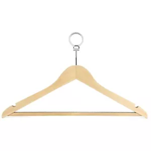 Wooden Coat Hotel Hangers Wishbone 45cm Natural Wooden Anti-Theft Security Ring - Picture 1 of 6