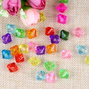 500 Mixed Colour Transparent Acrylic Faceted Bicone Spacer Beads 6X6mm - Picture 1 of 5