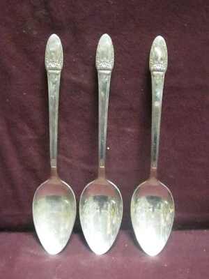 CUCHARAS SOPA POSTRE OVALADAS 3 piezas plateadas 1847 Rogers Bro First Love 7 1/4" Foto 1 de 4