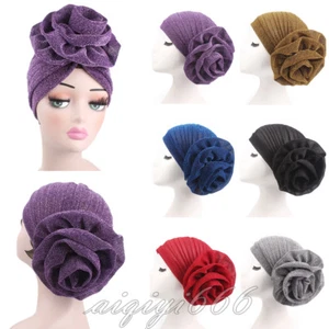 Women Turban India Muslim Beanie Hat Flower Stretch Hat Head Scarf Wrap Cap Arab - Picture 1 of 50