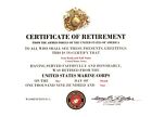 United States Marine Corps Retirement replacement certificate