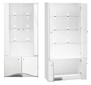 Glasvitrine GLAMOUR 01 viertürige 87 cm mit LED-Beleuchtung und Spiegelsockel - Bild 1 von 16