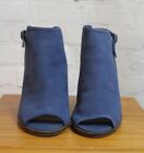 Lucky Brand Shoes Blue Suede Black Heel Open Toe Size 9M