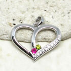 AWESOME OLIVINE GREEN RUBY RED HEART 925 STERLING SILVER PENDANT