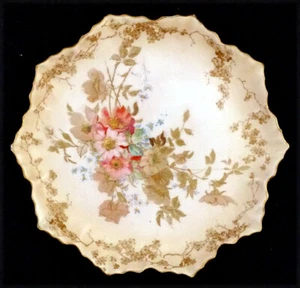 1890's DOULTON BURSLEM Antique HAND PAINTED Porcelain FLORAL CABINET PLATE - Picture 1 of 6