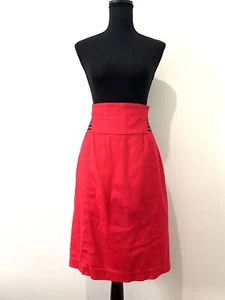 G2 By George Gross Size 12 Straight Pencil Skirt Elastic Waist Sides Red Cotton - Picture 1 of 10
