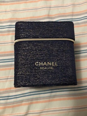 Chanel Beaute Vanity Cosmetic Makeup Case Navy Blue / Gold Novelty GWP Holiday - Image 1 of 4