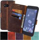 HTC U11 Hülle Tasche Book Style Schutzhülle Wallet Case Echt Ledertasche Bumper