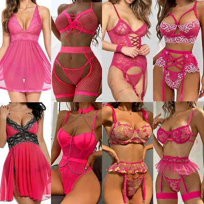 Sexy-Lencería Babydoll Tanga Prendas para dormir Ropa interior Encaje Vestido Prendas para dormir Foto 1 de 4