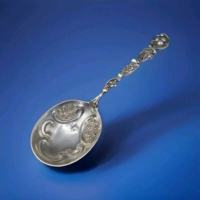 Старинная большая посеребренная сервировочная ложка Sheffield от William Hutton & Son - Изображение 1 из 4