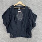 New Vince Camuto Top Women S Small Black Floral Crochet Short Sleeve Open Front
