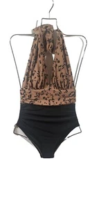 Cupshe Leopard V Neck Swimsuit Halter Backless Ruched Tummy Control Small NEW - Picture 1 of 2