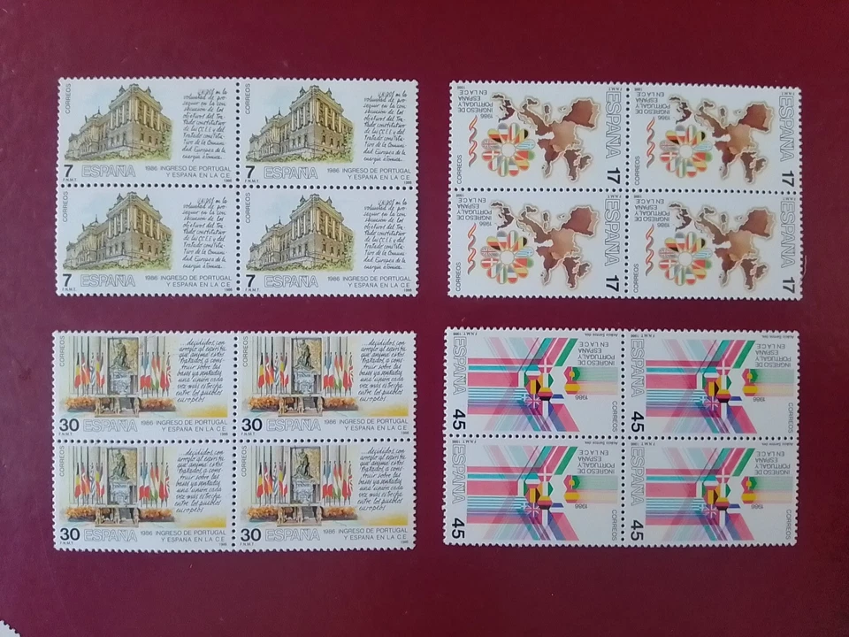 SELLOS ESPAÑA MNH 1986 BLOQUES 4 INGRESO ESPAÑA Y PORTUGAL EN LA UNION EUROPEA  - Imagen 1 de 1