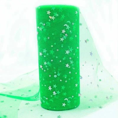 Rollo de tul brillante Star Moon 10 yardas 15 cm tutú decoración de boda hágalo usted mismo suministros de fiesta Foto 1 de 4