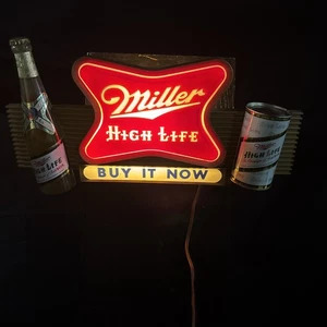 Letrero de lata de botella de cerveza Miller High Life vintage - Imagen 1 de 5