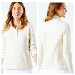 Tommy Bahama Aruba Quilted Pullover Sweater S Small Linen Half Snap Button - Picture 1 of 6