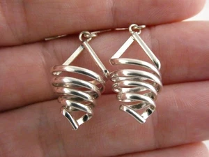 Vintage Sterling Silber Spirale Design Windspiel Haken Ohrringe 925 3,4 g 1,25 Zoll - Bild 1 von 10