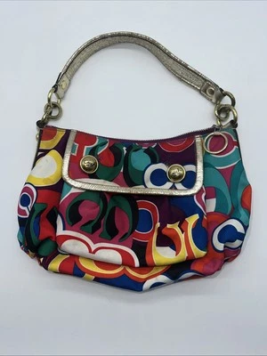 Bolso de Mano Coach Poppy Glam Metálico Borde Dorado Nylon Proyecto Bolso Como Está Estilo Y2K Foto 1 de 4