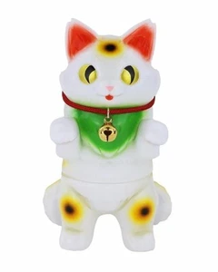 Figura KONATSUYA Sofubi Esponjosa Negra Beckoning Cat Maneki Neko Blanca NUEVA 2025 - Imagen 1 de 24