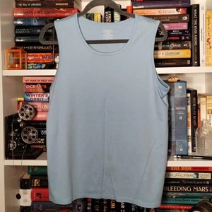 L.L. Bean: 100% Supima Cotton Cropped Sleeveless Tank Top Light blue Large Reg - Bild 1 von 4