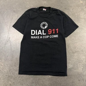 Vintage 90s Dial 911 Make A Cop Cum T Shirt Size M - Picture 1 of 8
