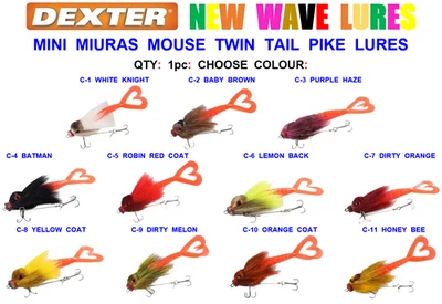 DEXTER MINI MIURAS MOUSE TWIN TAIL PIKE LURE 21cm 40g RAPALA STRIKE PRO PIG SHAD - Image 1 of 4