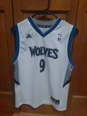 Youth Medium #9 Ricky Rubio Minnesota Timberwolves NBA Jersey Adidas WHITE - Image 1 of 2