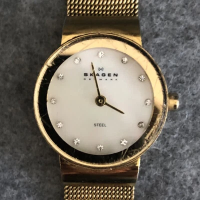 Skagen Freja 358XSGGW Women's Gold Tone Mesh Bracelet Quartz Watch Needs Battery - Image 1 of 4