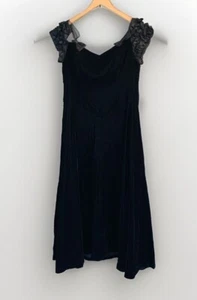 Moda Intl schwarzes Samtkleid Vintage Größe 14 USA Whimsigoth Hexe Kokette Fee - Bild 1 von 15