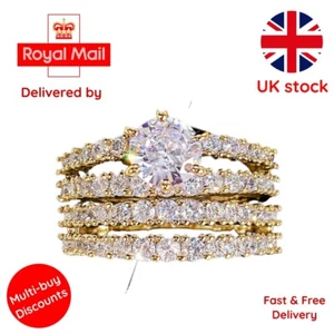 GOLD heißer modischer Ring Damen für Hochzeit Accessoires Bling Bling CZ Stein Luxus - Bild 1 von 8