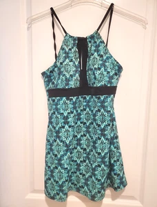 A Shore Fit Womens Size 12 1 piece Blue & Black Skirt Geometric Pattern Padded - Picture 1 of 8