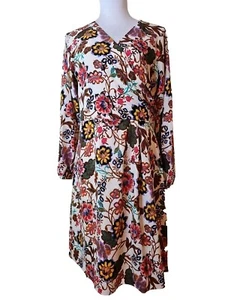 Maggy London Flutter Sleeve Faux Wrap Midi Dress Size: 10 - Picture 1 of 5